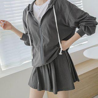 Set: Zip-up Hoodie + Flared Skort