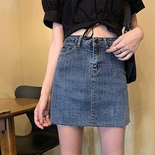 Denim Side-slit Shorts