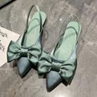 Pointed Bow Slingback Pumps