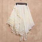 Asymmetric-hem Lace Midi Skirt