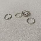 Wavy Silver Tone Ring (4 Pcs) Silver - One Size