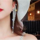 Rhinestone Drop Earring 1 Pair - S925 Silver Needle - Silver - One Size