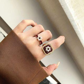Flower Faux Pearl Alloy Open Ring