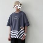 Couple Matching Elbow-sleeve Whale Printed T-shirt