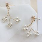 Rhinestone Faux Pearl Branches Fringed Earring 1 Pair - Gold - One Size