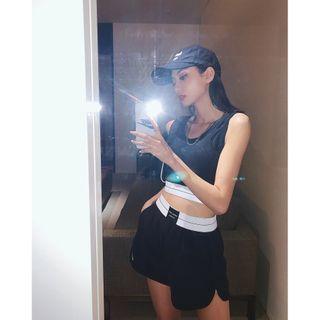 Set: Contrast Trim Cropped Tank Top + Sweatshorts