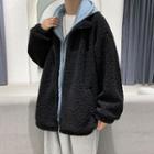 Hooded Fleece Mock Two-piece Jacket