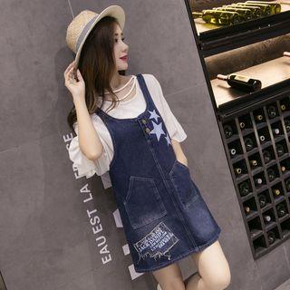 Star Print Dungaree Dress