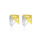 Sterling Silver Fashion Simple Hollow Two-color Geometric Stud Earrings Silver - One Size