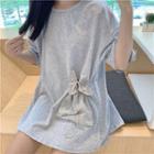 Elbow-sleeve Buttoned Back T-shirt