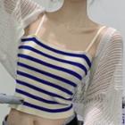 Striped Camisole Top / Pointelle Crop Cardigan