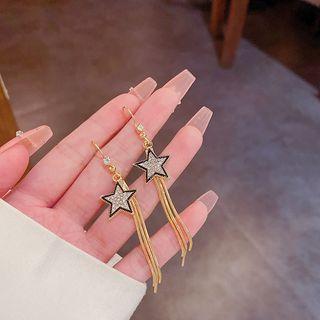 Rhinestone Star Drop Earring E4125 - 1 Pair - Gold - One Size