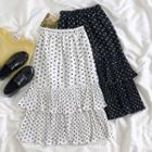Dotted Midi A-line Layered Skirt