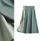 Two-tone Panel Midi A-line Skirt