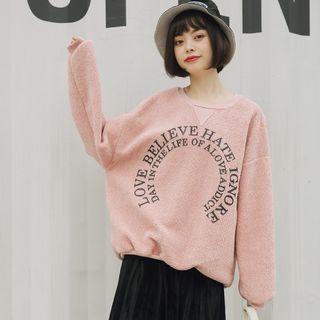 Loose-fit Letter Print Fleece Top