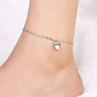 Metal Heart Anklet Silver - One Size