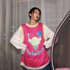 Mock Two Piece Printed Long-sleeve T-shirt