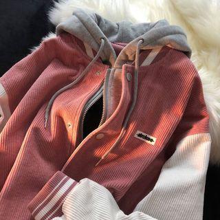 Hood Corduroy Baseball Jacket