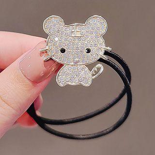 Rhinestone Tiger Hair Tie Ly2261 - White - One Size