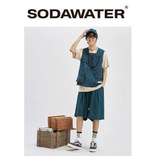 Multi-pocket Zipper Vest / Loose Shorts
