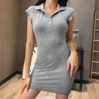 Cap-sleeve Mini Sheath Polo Shirt Dress