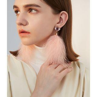 Rhinestone Fringe Drop Earring 1 Pair - Pink - One Size