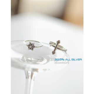 Set Of 2: Silver Asymmetric Pattern Rings