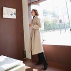 Shawl-collar Open-front Wool Blend Coat With Sash