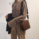 Wide Strap Faux Leather Bucket Bag
