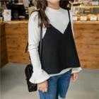 Set: Crew-neck Long-sleeve T-shirt + V-neck Camisole Top