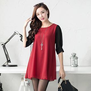 3/4-sleeve Panel Dress