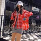 Pocket-front Checked Oversized Shirt