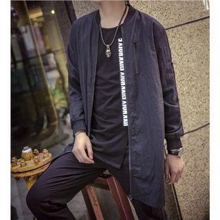 Linen-blend Letter Long Jacket
