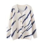 Printed Cardigan Blue Pattern - White - One Size