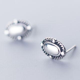 925 Sterling Silver Button Earring As Shown In Figure - One Size