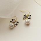 Checkerboard Bow Beaded Drop Earring 1 Pair - C - 361 - Black & White Check Bow - White - One Size
