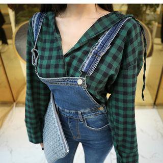 Cuffed-hem Denim Jumper Pants