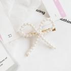 Faux Pearl Bow Hair Clip 1 Pc - As Shown In Figure - One Size