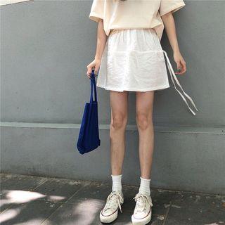 Plain Drawstring Mini Skirt