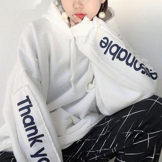 Loose-fit Lettering Hooded Pullover