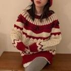 Jacquard Sweater White & Red - One Size