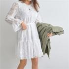 Tie-waist Mini Lace Dress