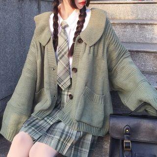 Collared Cardigan / Shirt / Pleated Skirt
