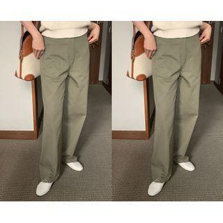 Adjustable-waist Straight-leg Dress Pants