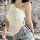 Irregular Lace-up Tank Top White - One Size