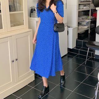 Polka-dot Long Wrap Dress