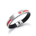 Simple Creative Red Medical Logo Geometric 316l Stainless Steel Silicone Bracelet Silver - One Size