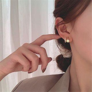 Sterling Silver Cz Star Stud Earring 1 Pair - Gold - One Size