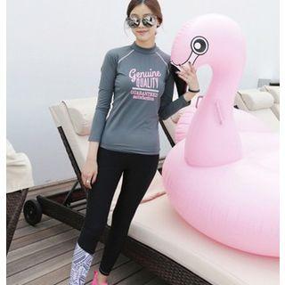 Set: Letter Long-sleeve Rashguard + Water Pants