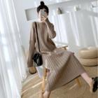 Ribbed Knit Midi Sweater Dress